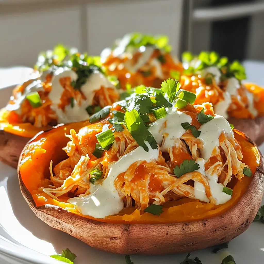 Buffalo Chicken Stuffed Sweet Potatoes Easy Recipe