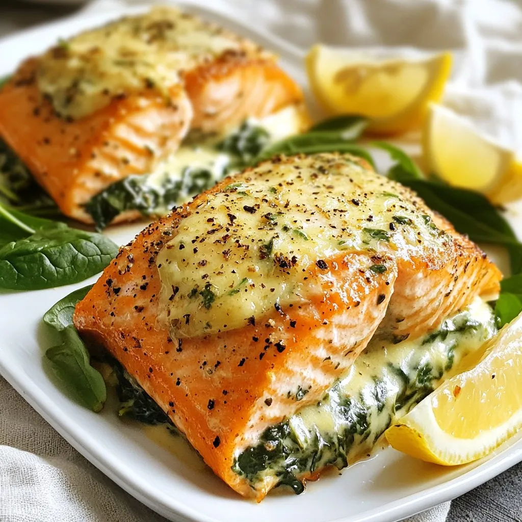 Creamy Garlic Spinach Stuffed Salmon Delightful Meal