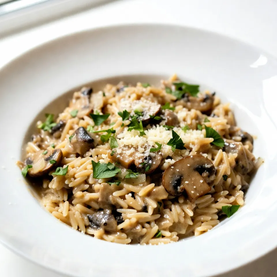 Creamy Mushroom Orzo Comforting and Rich Meal Delight