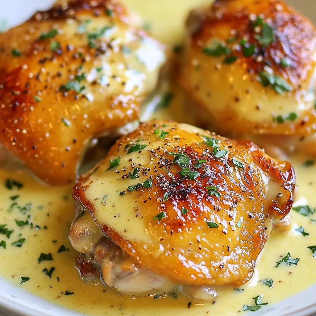 Creamy Roasted Garlic Chicken Thighs Simple Recipe