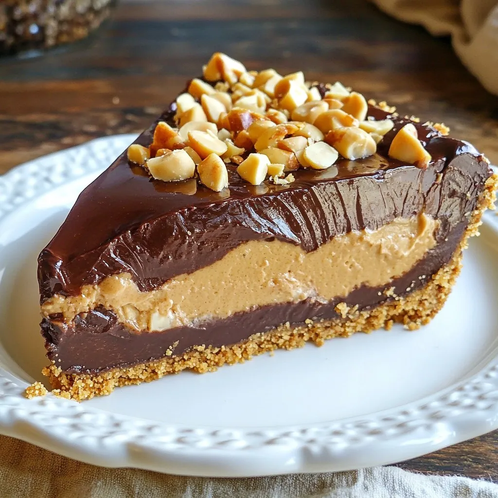 Chocolate Peanut Butter No Bake Pie Delight Treat