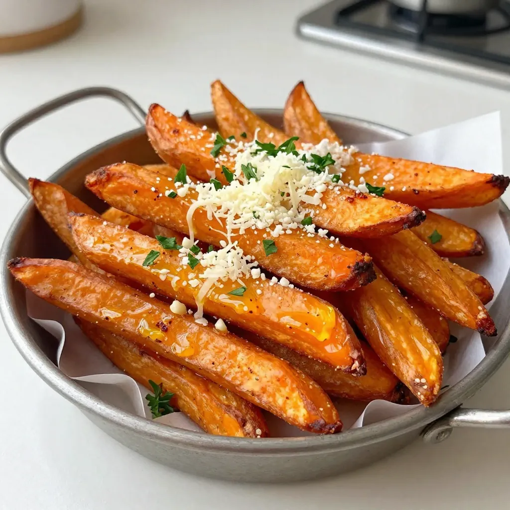 Garlic Parmesan Sweet Potato Fries Crispy and Flavorful