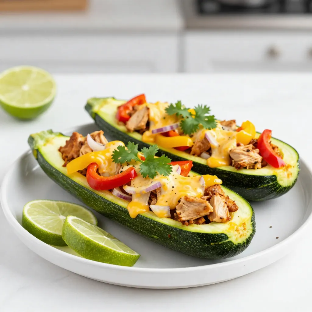 Chicken Fajita Stuffed Zucchini Boats Savory Delight