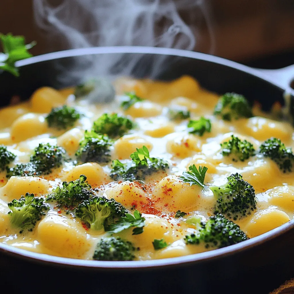 One-Pot Cheesy Broccoli Gnocchi Easy Dinner Recipe