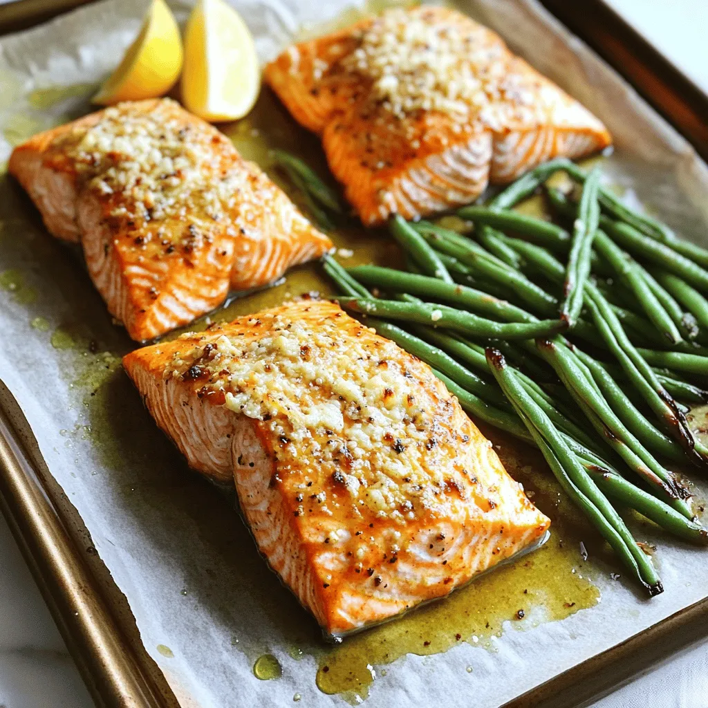 Sheet-Pan Garlic Parmesan Salmon &#038; Green Beans Delight