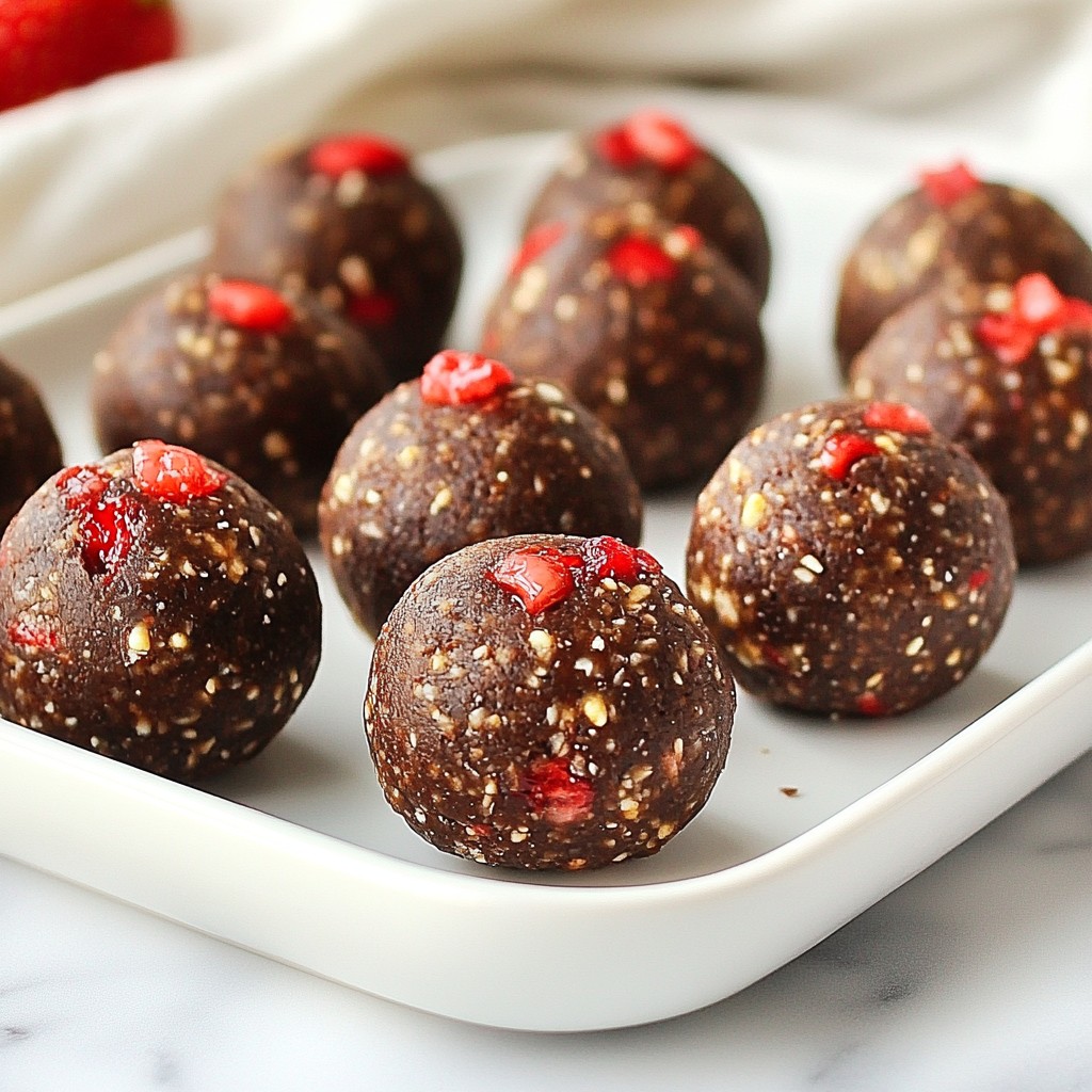 Chocolate Strawberry Protein Balls Healthy Snack Recipe