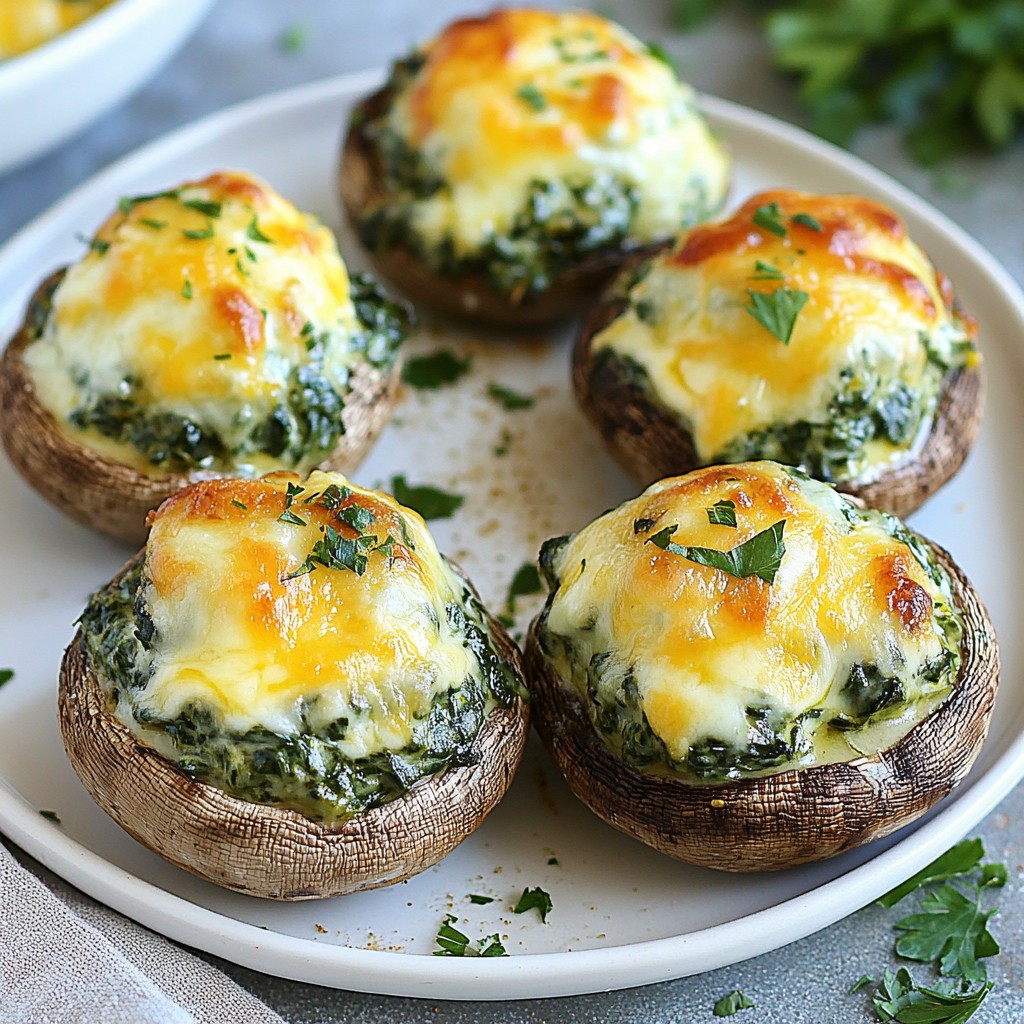 Cheesy Air Fryer Spinach Stuffed Mushrooms Delight