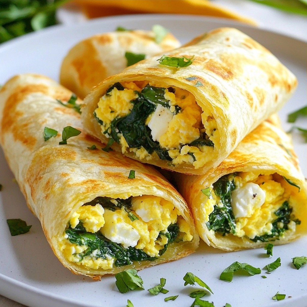 Fluffy Air Fryer Spinach Feta Breakfast Wraps Delight