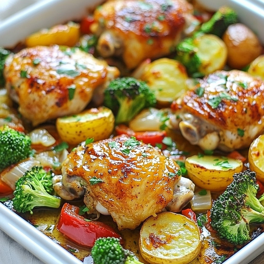 Sheet Pan Garlic Chicken & Veggies Easy Dinner Idea