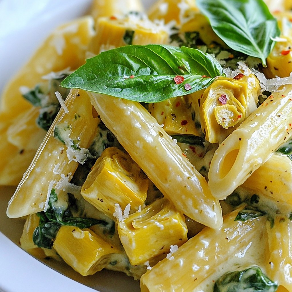 Creamy Spinach Artichoke Pasta Flavorful Dinner Feast