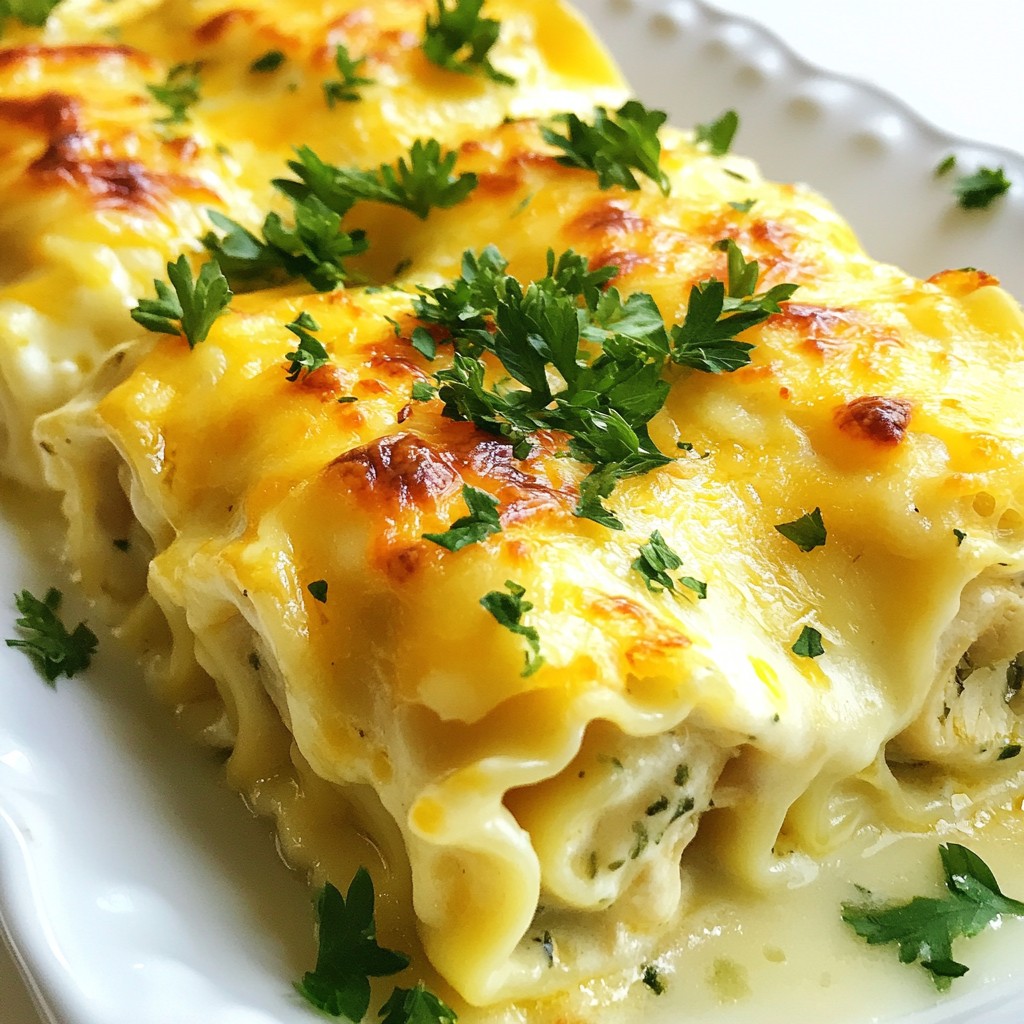 Chicken Alfredo Lasagna Roll Ups Tasty and Simple Meal