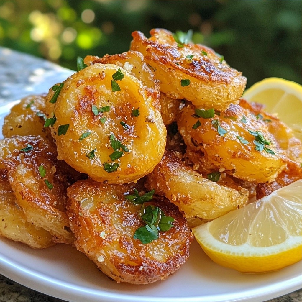 Crispy air-fried Garlic Smashed Potatoes Delight