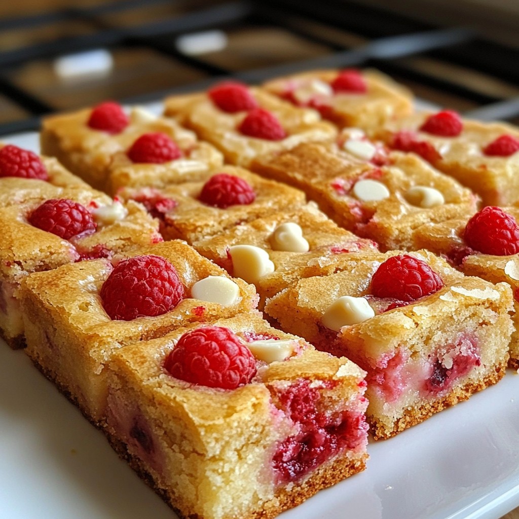 Raspberry White Chocolate Blondies Deliciously Simple Treat