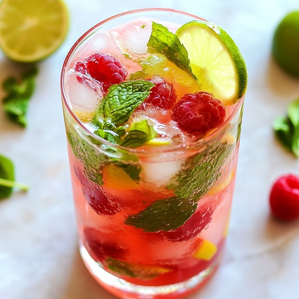 Raspberry Lime Mojito Mocktail Refreshing Drink Idea