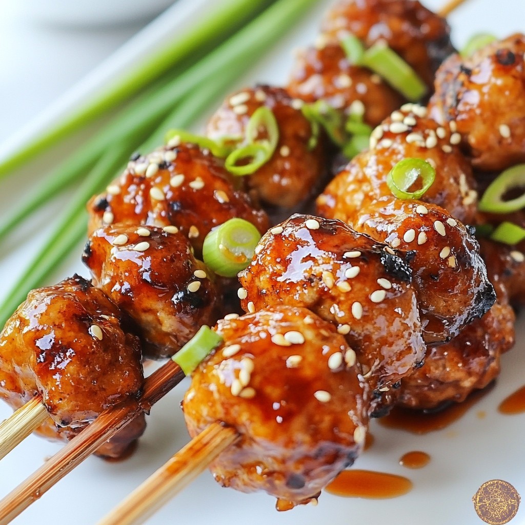 Teriyaki Chicken Meatball Skewers Tasty and Simple Dish