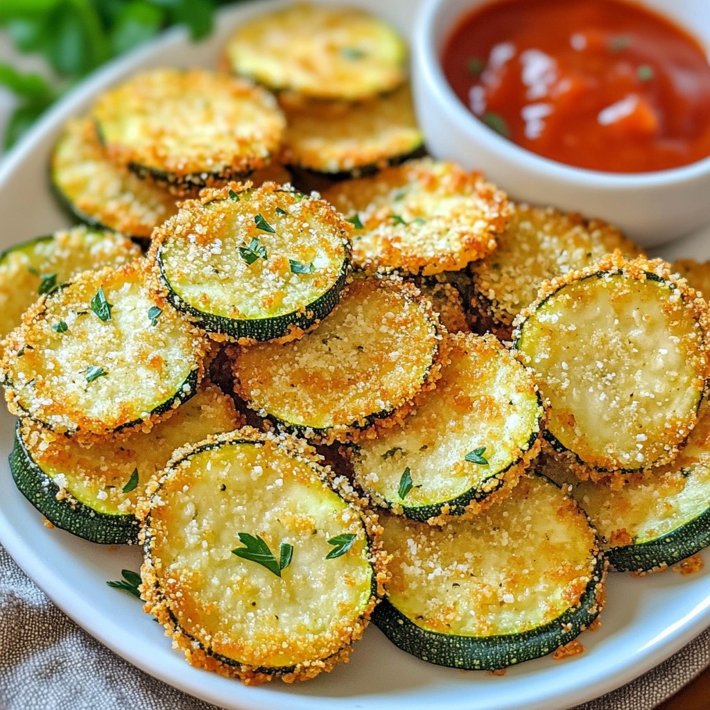 Crispy air-fried Zucchini Parmesan Chips Delight