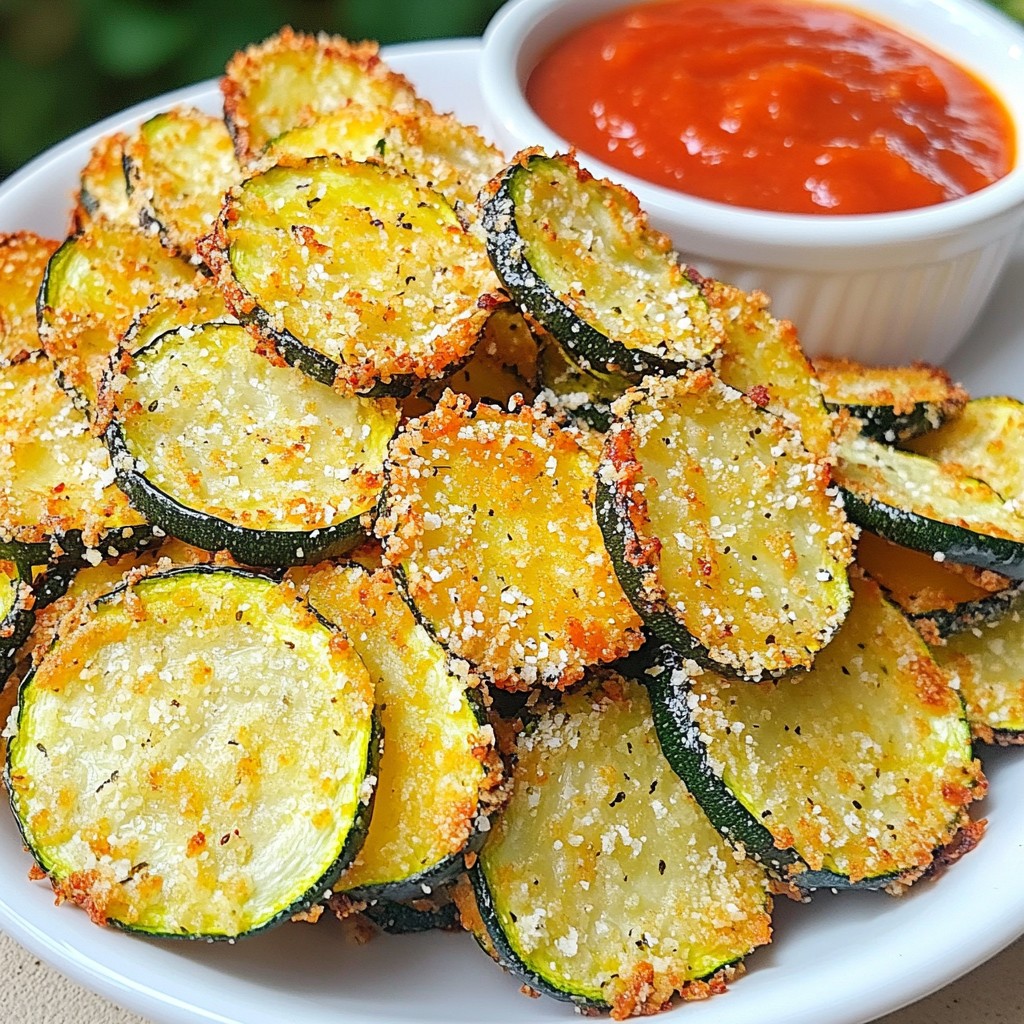 Crispy air-fried Zucchini Parmesan Chips Delightful Snack