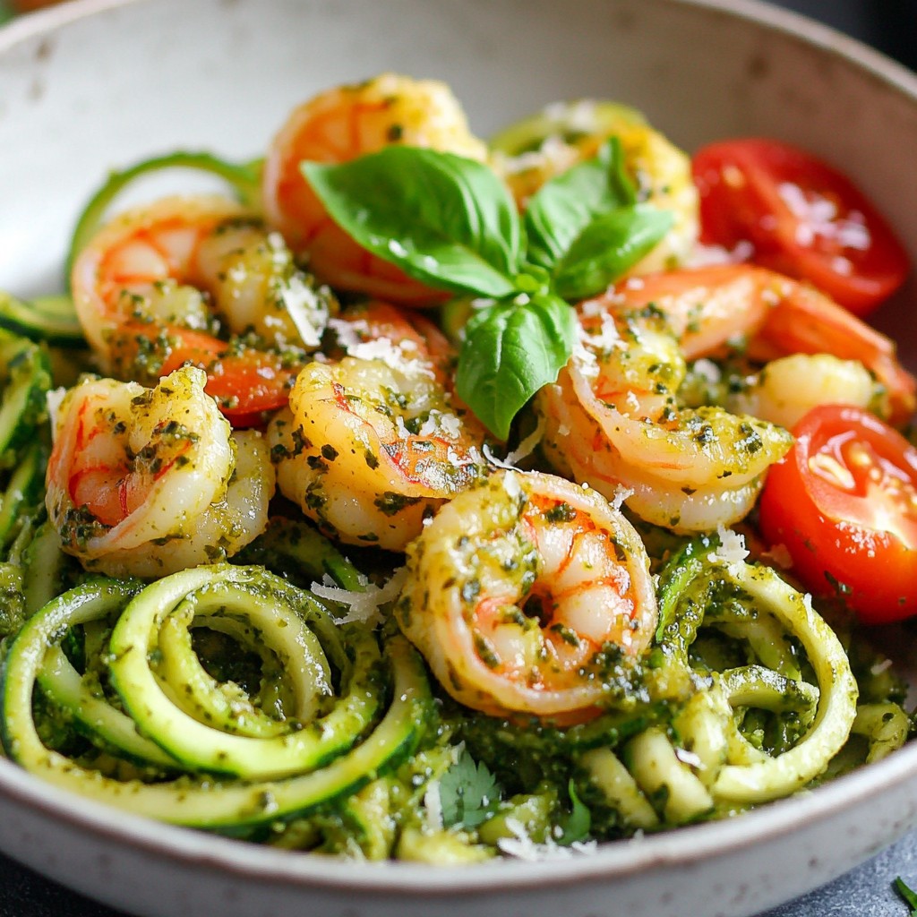 Pesto Shrimp Zoodle Bowl Fresh and Flavorful Meal