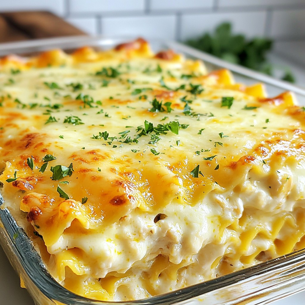 Creamy Chicken Alfredo Lasagna Savory Dinner Recipe