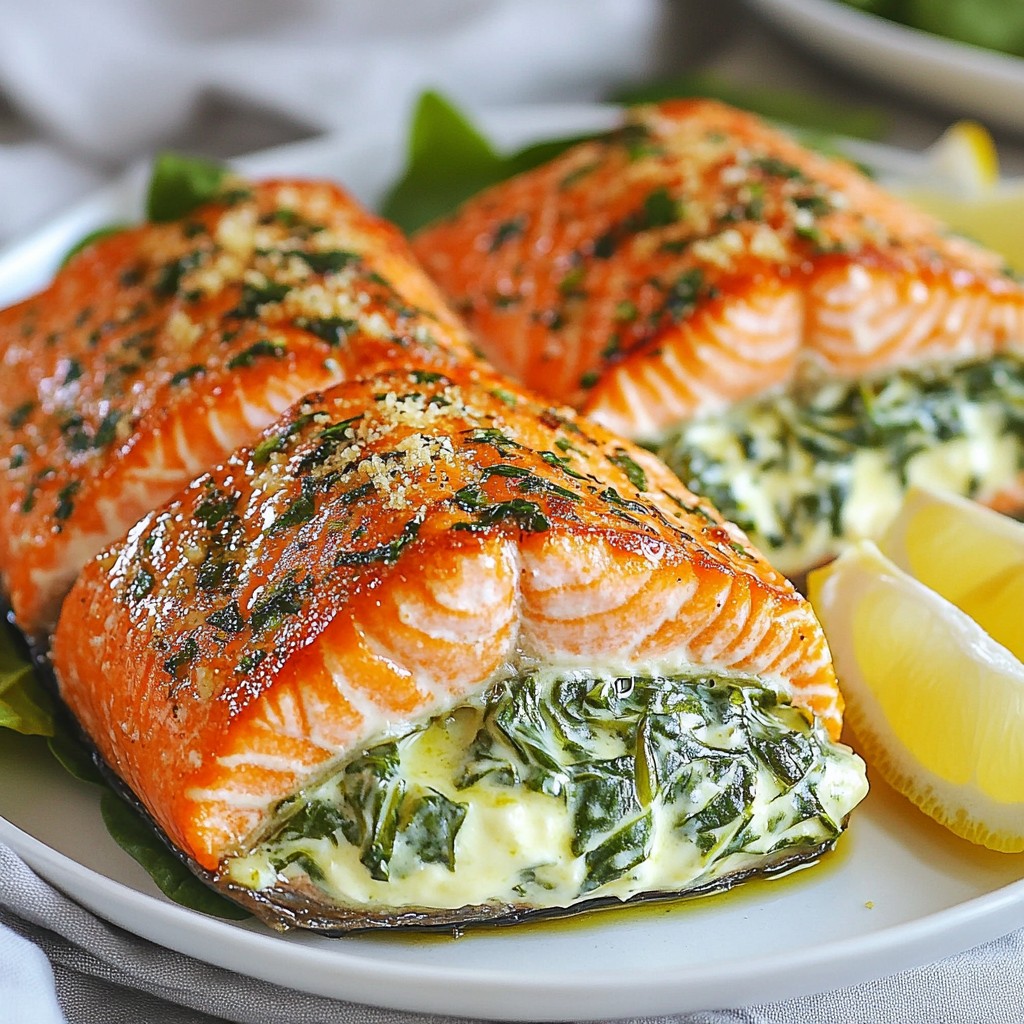 Creamy Spinach Stuffed Salmon Delightful Dinner Idea