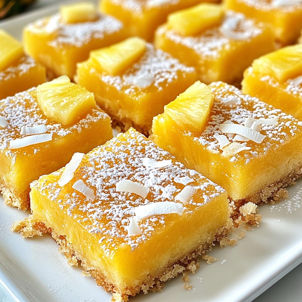 Tropical Pineapple Coconut Bars Refreshing Dessert Treat