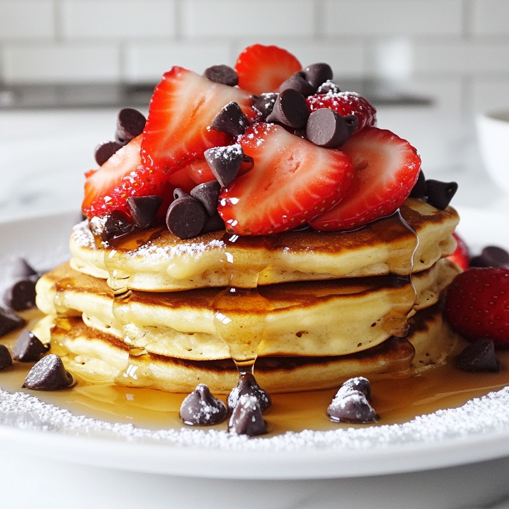 Strawberry Chocolate Chip Pancakes Fluffy and Delicious
