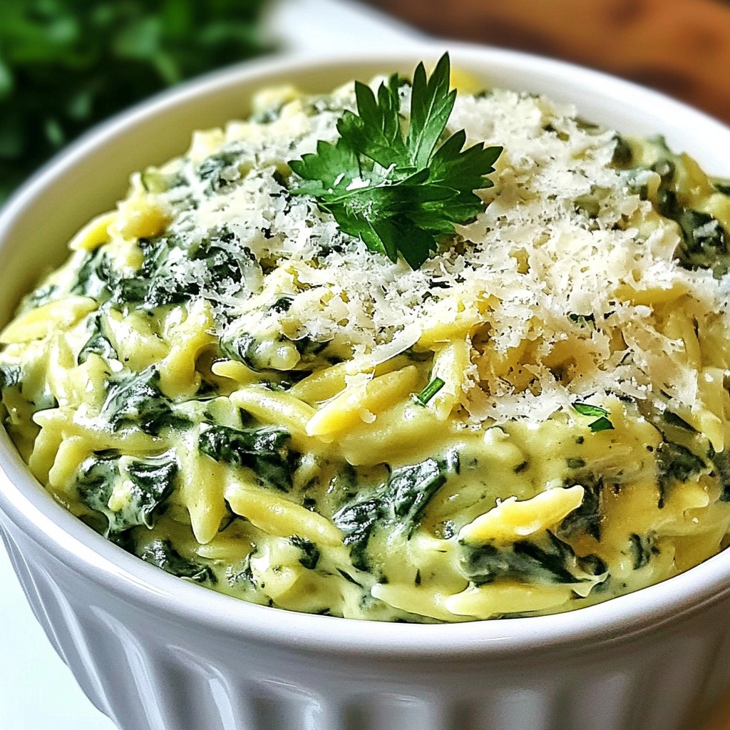 Creamy Spinach Parmesan Orzo Delightful Easy Recipe