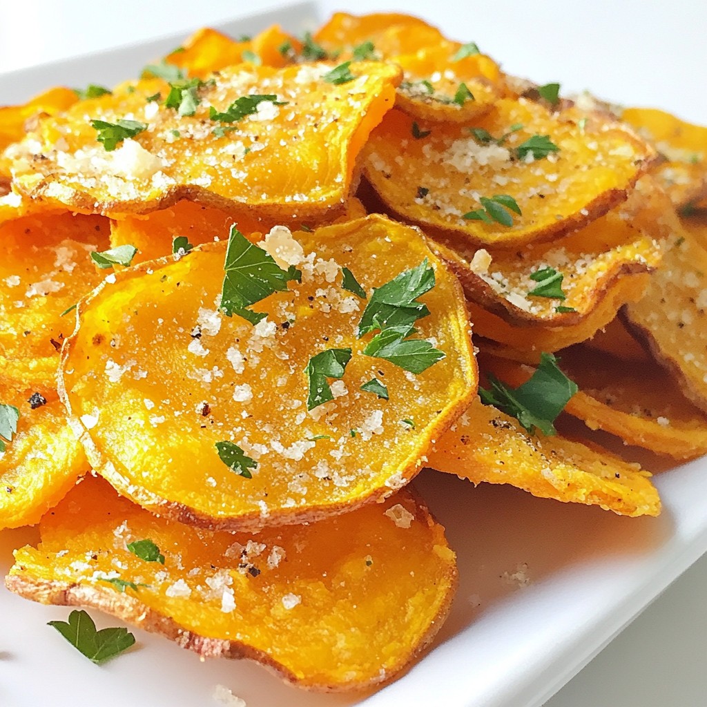 Garlic Parmesan Sweet Potato Chips Crunchy Snack Recipe