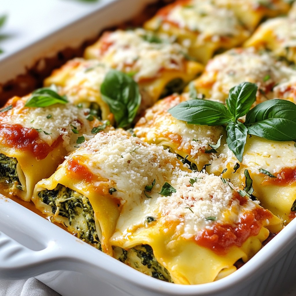 Cheesy Spinach Lasagna Rolls Easy and Tasty Recipe