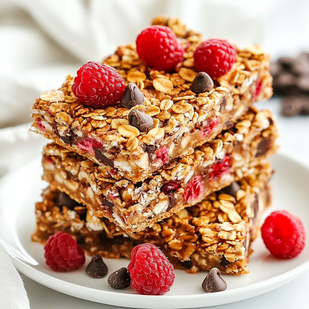 Raspberry Chocolate Chip Granola Bars Healthy Snack Option